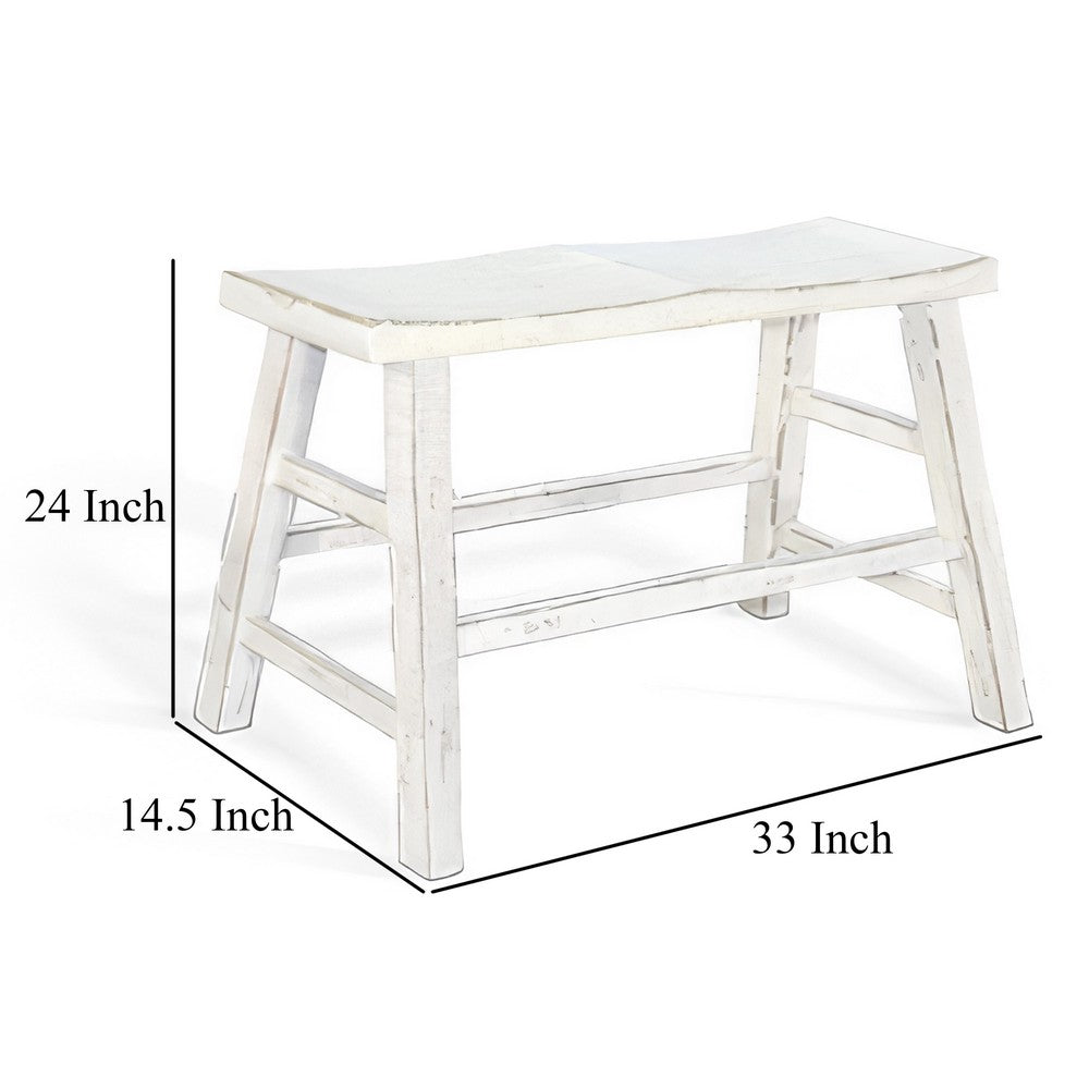 Rena Counter Height Bench | Trestle Legs with Footrests | 33" Wide White Sand Mahogany Wood - BM325444