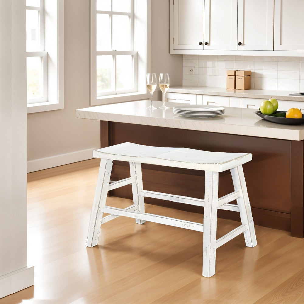 Rena Counter Height Bench | Trestle Legs with Footrests | 33" Wide White Sand Mahogany Wood - BM325444