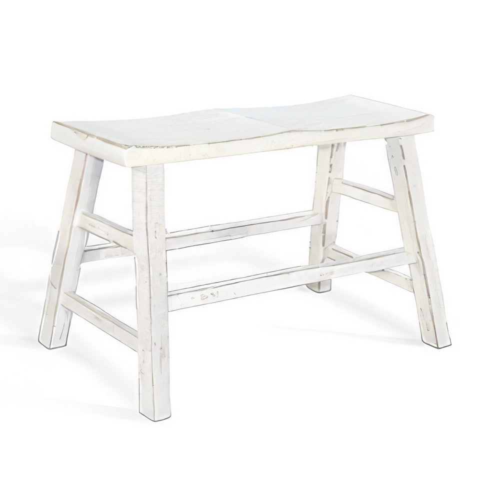 Rena Counter Height Bench | Trestle Legs with Footrests | 33" Wide White Sand Mahogany Wood - BM325444