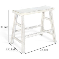 Rena Bar Height Bench | Trestle Legs with Footrests | 33" Wide Rustic White Sand Mahogany Wood - BM325445