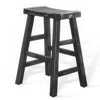 Rena Counter Stool Set of 2, Saddle Seat, Black Sand Mahogany Wood -BM325449