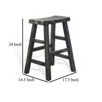 Rena Counter Stool Set of 2, Saddle Seat, Black Sand Mahogany Wood -BM325449