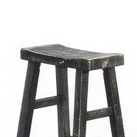 Rena Barstool Set of 2, Saddle Style Seat, Black Sand Mahogany Wood -BM325450