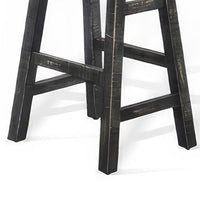 Rena Barstool Set of 2, Saddle Style Seat, Black Sand Mahogany Wood -BM325450