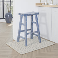Rena Barstool Set of 2, Saddle Style Seat, Ocean Blue Mahogany Wood -BM325452