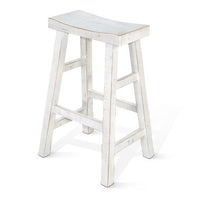 Rena Bar Stool Set of 2, Saddle Style Seat, White Sand Mahogany Wood -BM325456