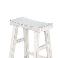 Rena Bar Stool Set of 2, Saddle Style Seat, White Sand Mahogany Wood -BM325456