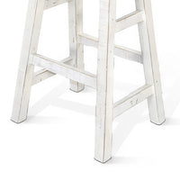 Rena Bar Stool Set of 2, Saddle Style Seat, White Sand Mahogany Wood -BM325456