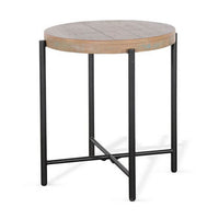 Reena Accent Chairside Table, Light Brown Wood, Black, Round 22 Inch -BM325485