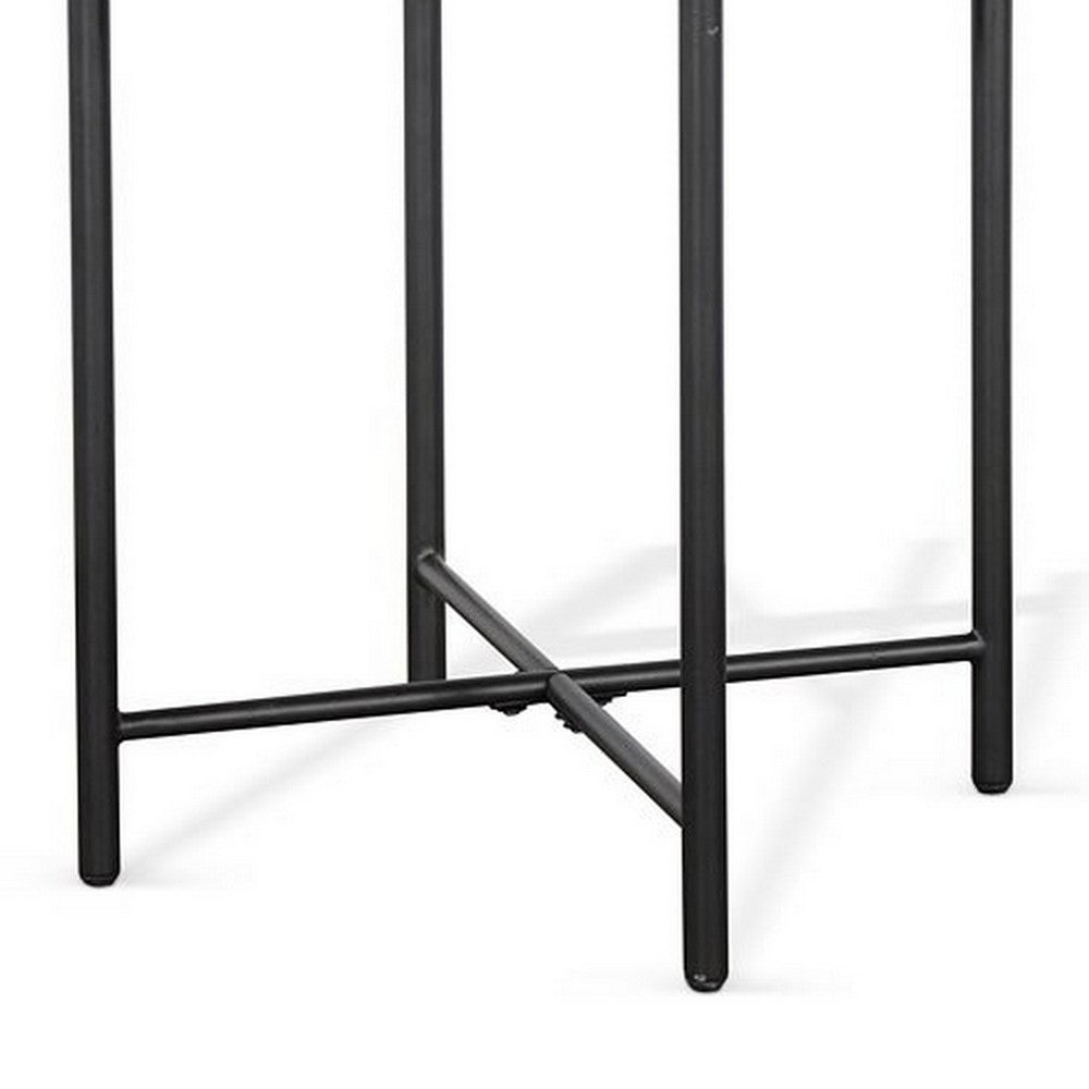 Reena Accent Chairside Table, Light Brown Wood, Black, Round 22 Inch -BM325485