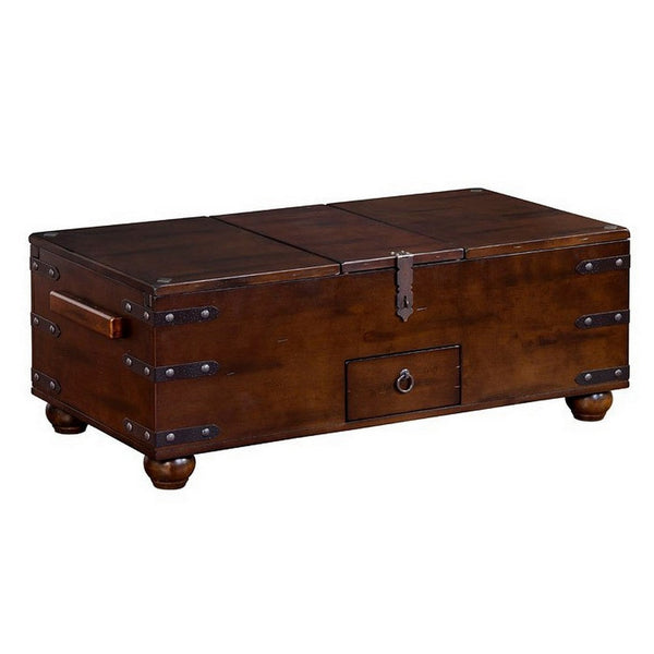 Odel Trunk Coffee Table, Dark Brown Mahogany, Rectangular 48 Inch