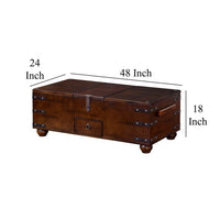 Odel Trunk Coffee Table, Dark Brown Mahogany, Rectangular 48 Inch -BM325491