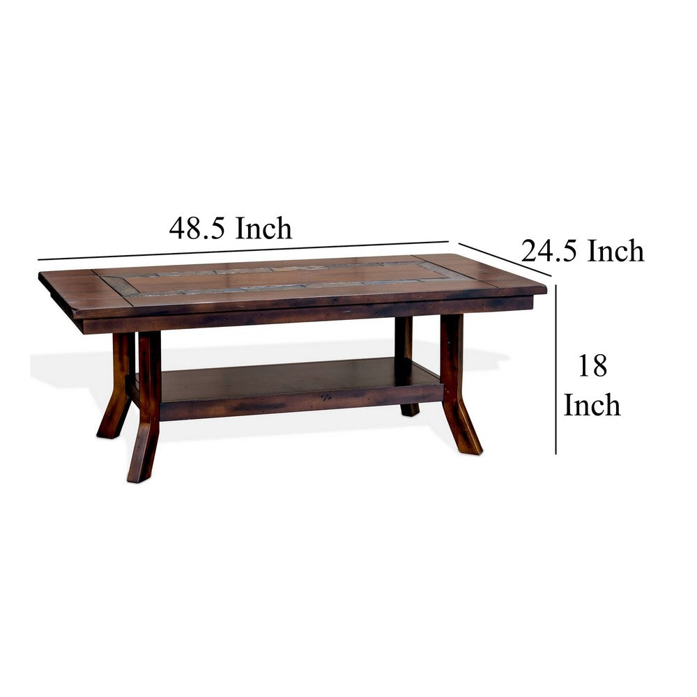 Odel Coffee Table, 1 Shelf, Dark Brown Mahogany, Rectangular 49 Inch -BM325492
