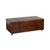 Odel Coffee Table, Dark Brown Mahogany Wood, Rectangular 48 Inch