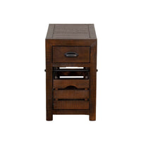 Flint Accent Chairside Table, 1 Drawer, Crate, 26 Inch Dark Brown Wood -BM325506