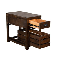Flint Accent Chairside Table, 1 Drawer, Crate, 26 Inch Dark Brown Wood -BM325506