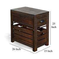 Flint Accent Chairside Table, 1 Drawer, Crate, 26 Inch Dark Brown Wood -BM325506