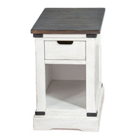 Laibi Side Table, French Country White, Brown Mahogany Wood, 26x16 Top -BM325509