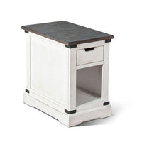Laibi Side Table, French Country White, Brown Mahogany Wood, 26x16 Top -BM325509