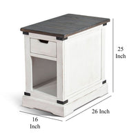 Laibi Side Table, French Country White, Brown Mahogany Wood, 26x16 Top -BM325509