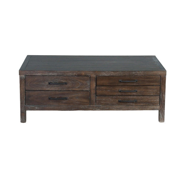 Nikay Coffee Table, 5 Drawers, Dark Brown Mindi, Rectangular 50 Inch -BM325511