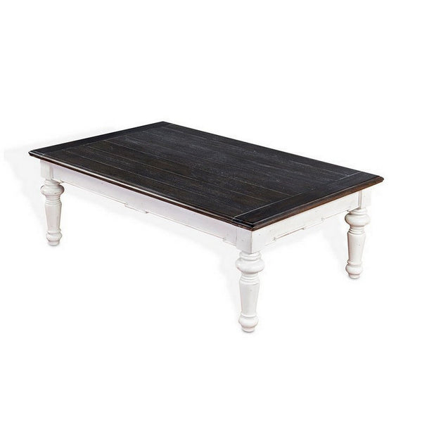 Kiyan Coffee Table, White, Dark Brown Mahogany, Rectangular 52 Inch -BM325515