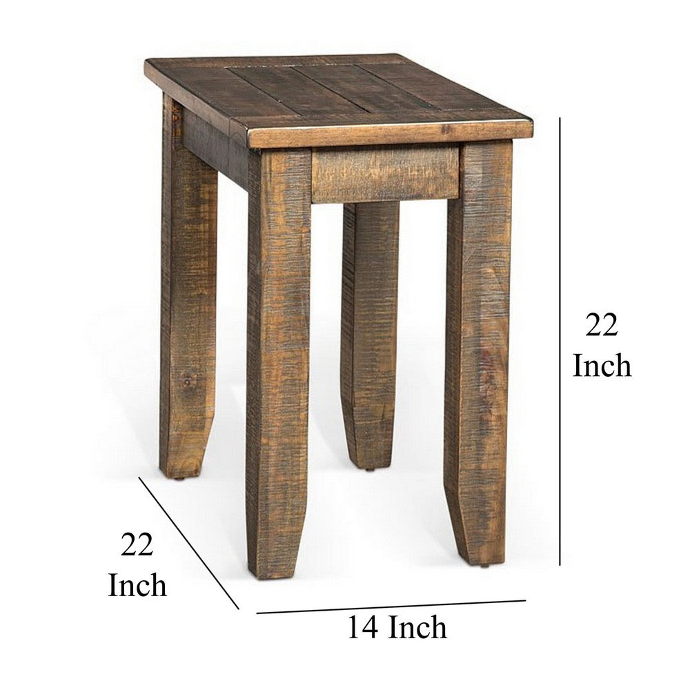 Flint Chairside End Table, 22 Inch Rectangular Dark Brown Mahogany -BM325519