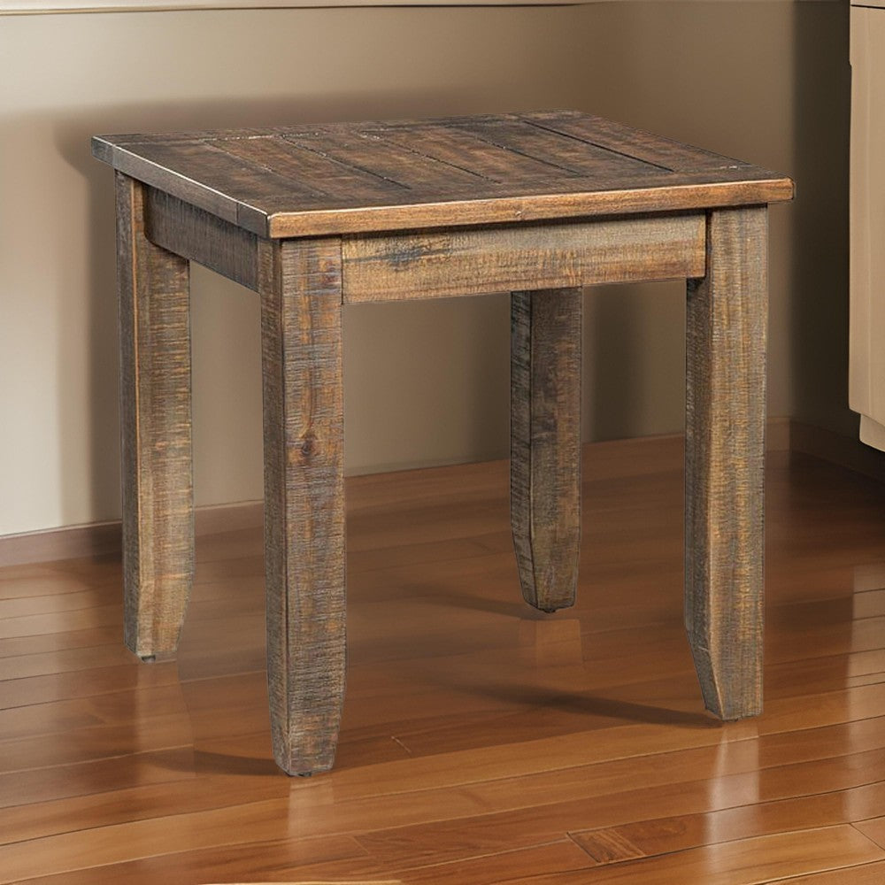 Flint Side End Table, Dark Brown Mahogany Wood Frame, 22 Inch Square -BM325520