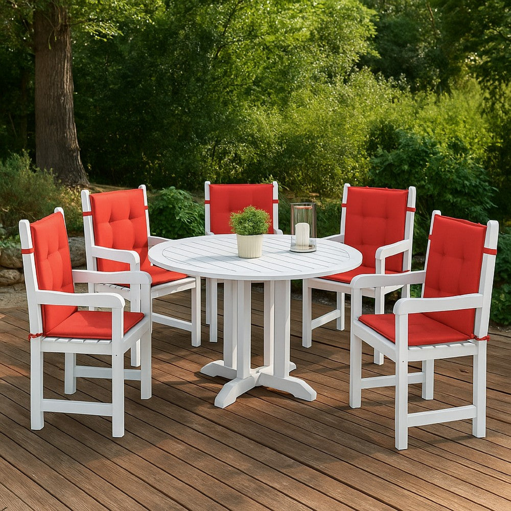 Outdoor Cushion for Chair Set of 6, 20x40 Red Tufted Oxford Fabric -BM325584