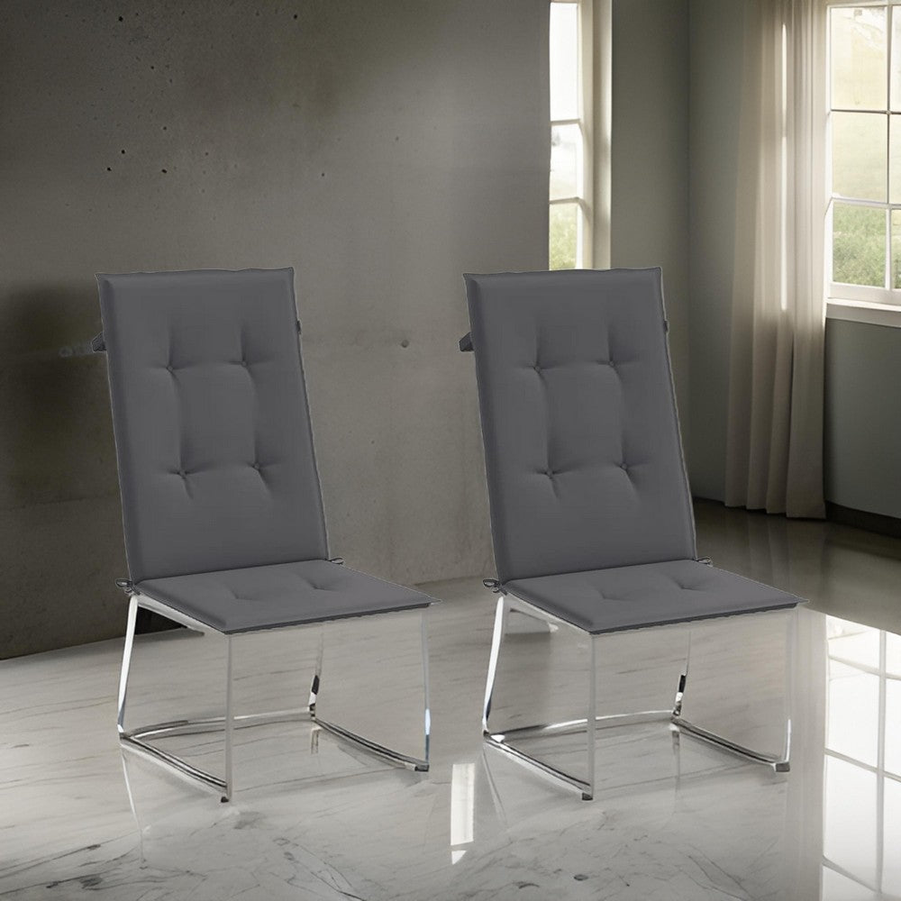 Outdoor Cushions for High Back Chair, Set of 2, Gray Fabric, 47 Inch -BM325593