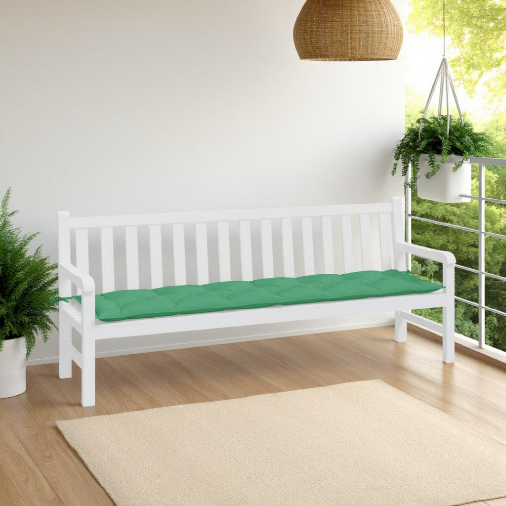 Claire Outdoor Cushion for Bench, Tufted Green Oxford Fabric, 79 Inch -BM325608