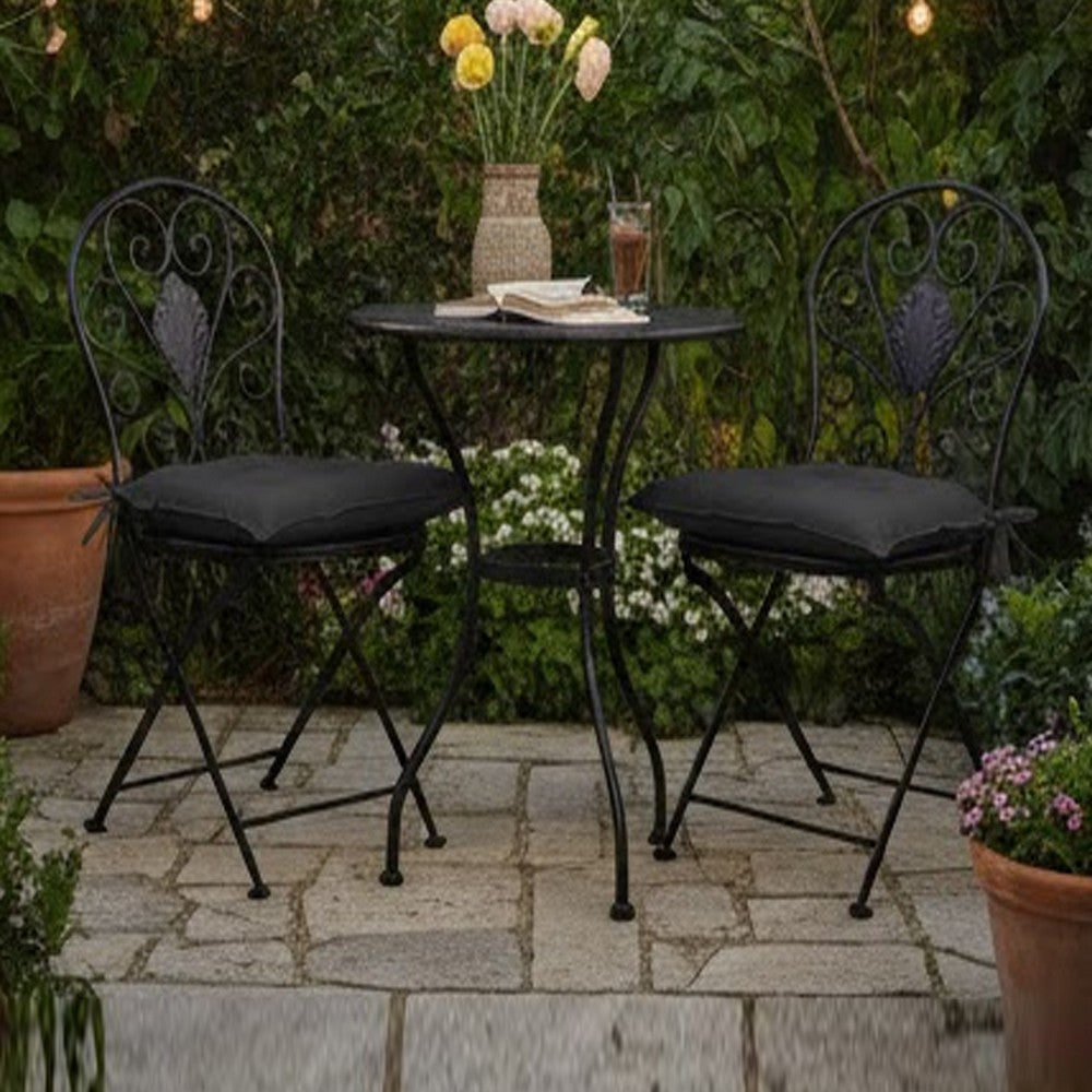 Zia 4pc Outdoor Patio Cushions for Chair, Tufted, Black Oxford Fabric -BM325609