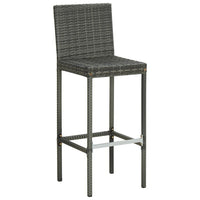 4pc Outdoor Patio Barstool Chair with Cushions, Gray Woven Poly Rattan -BM325618