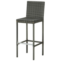 4pc Outdoor Patio Barstool Chair with Cushions, Gray Woven Poly Rattan -BM325618