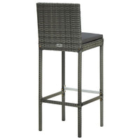 4pc Outdoor Patio Barstool Chair with Cushions, Gray Woven Poly Rattan -BM325618