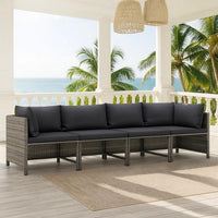 Ley 4pc Outdoor Modular Sofa Set, Dark Gray Polyester, Poly Rattan -BM325623