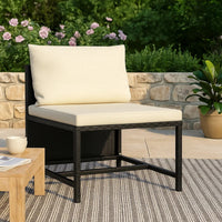 Reno Outdoor Sectional Middle Sofa Chair, Ivory, Black Poly Rattan -BM325626
