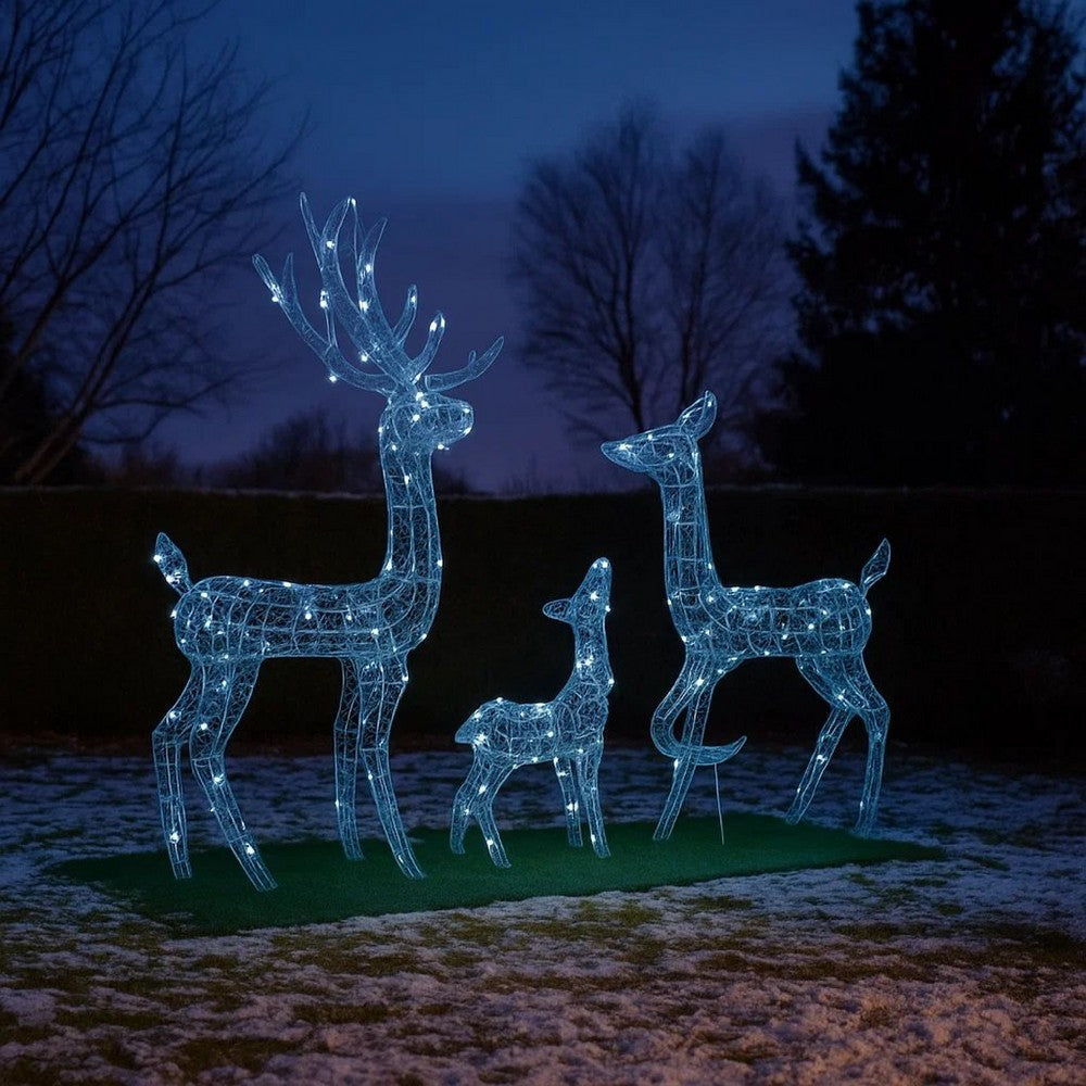 Meyi 3pc Outdoor Reindeer Family Christmas Decor, 300 Cool White LEDs -BM325634