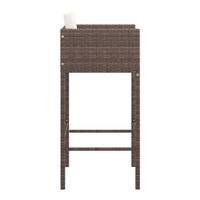 4pc Outdoor Barstool Chair Set, White Cushion, Brown Rattan, 30 Inch -BM325636