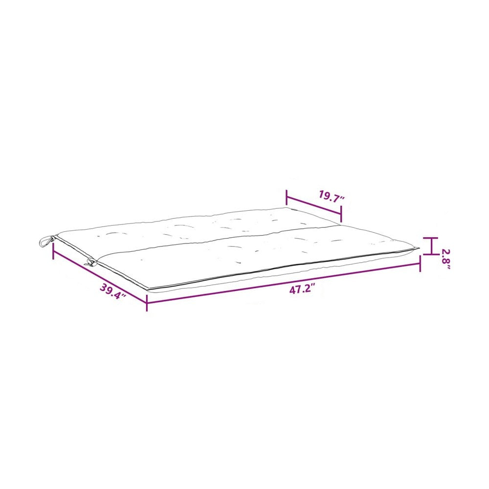Claire Outdoor Cushion for Bench, Button Tufted Blue Fabric, 47 Inch -BM325653