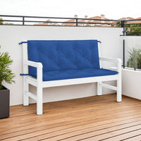 Claire Outdoor Cushion for Bench, Button Tufted Blue Fabric, 47 Inch -BM325653
