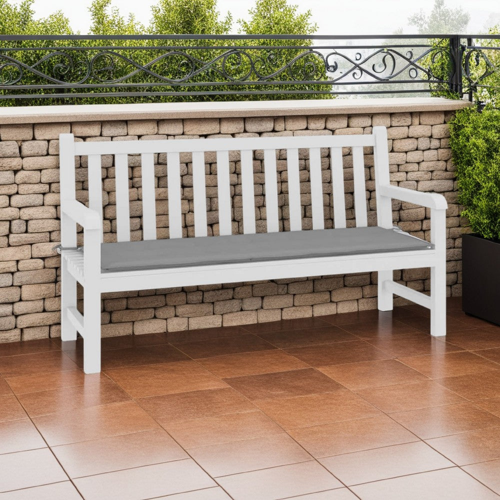Claire Outdoor Cushion for Bench, Button Tufted Gray Fabric, 59 Inch -BM325654