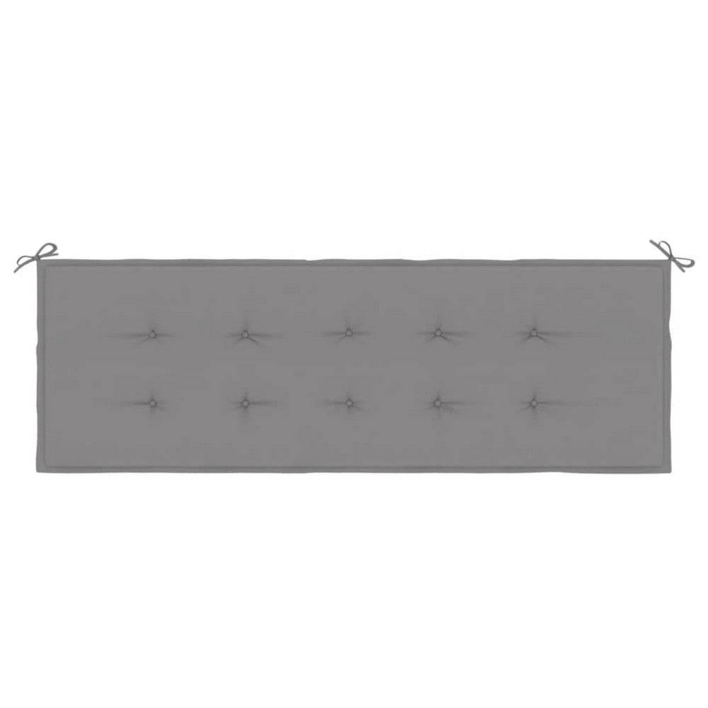 Claire Outdoor Cushion for Bench, Button Tufted Gray Fabric, 59 Inch -BM325654