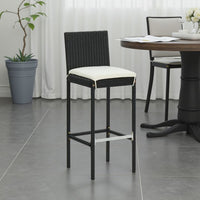 Nyra Garden Barstool Chair Set of 4, White Cushions, Black Rattan -BM325662