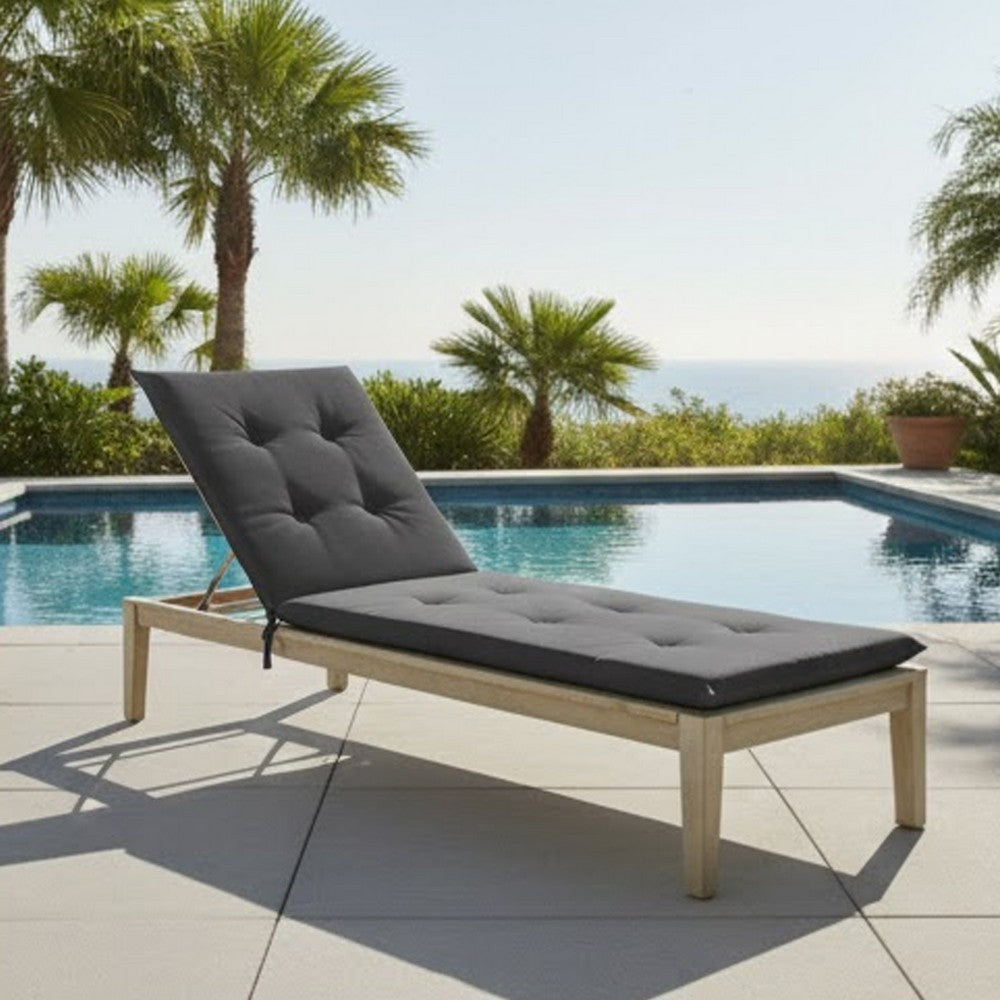 Outdoor Cushion for Lounge Chair, Tufted Dark Gray Oxford Fabric -BM325715