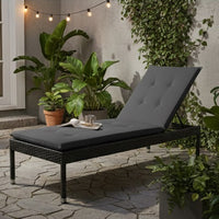 Outdoor Cushion for Lounge Chair, Tufted Dark Gray Oxford Fabric -BM325715