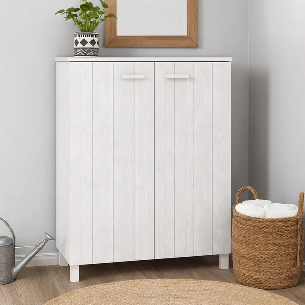 Accent Shoe Cabinet, 2 Doors, Farmhouse White Pine Wood -BM325718