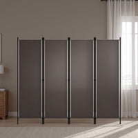 Freestanding Room Divider with 4 Panels, Dark Gray Fabric, 71x79 Iron -BM325719