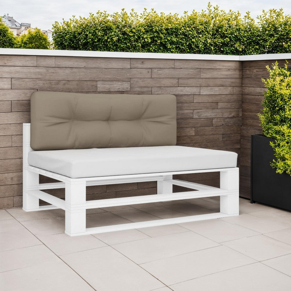 Benzara Moni Outdoor Cushion for Bench, Deep Tufted, Taupe Fabric