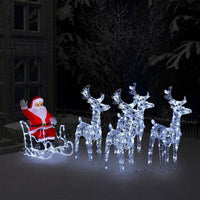 Garden 4pc Reindeer and Sleigh Christmas Decoration, 240 LEDs, White -BM325724